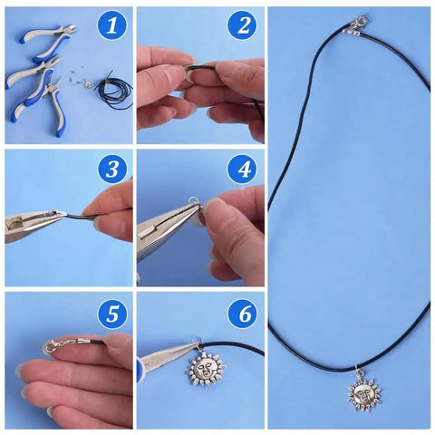 Step-by-step guide using All In One Jewelry Making Kit With 304 Stainless Steel Findings 200 Fold Over Crimp Cord Ends 200 Jump Rings 50 Lobster Clasps For Earrings Bracelets And Necklaces DIY Craft Making.