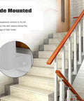 Pro Grade Adjustable Side Mount Railing Kit Featuring 270 Degree Flat Brackets And Square Iron Spindle Post For Stair Deck Porch Or Fence Built From Premium Wrought Iron With Tough Anti Rust Coating, showing side mounted installation on marble stairs.