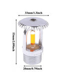 Top Shelf 2 Pack Fire Sprinkler Heads One Half Inch Copper Body Upright Style 135F Temp Rating detailed view of sprinkler head with measurements.