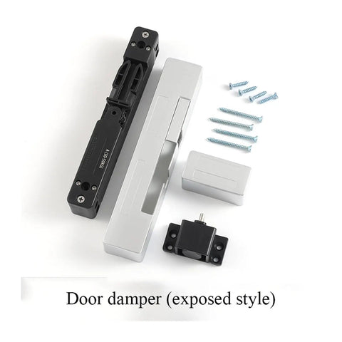 Soft Close Hydraulic Door Closer With Quiet Damping, Hidden Mounting For Invisible Fit, full set with screws shown