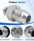 Hydraulic Adapter Fitting One Quarter Inch JIC 37 Degree Male To One Eighth Inch SAE ORB Male Straight Thread Converter For Hydraulic Systems Converts JIC Flare To ORB Ports, carbon steel