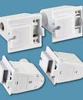 Plug And Play Fa8 Tombstone Lamp Holder With Single Pin T8 Socket Connector fit T10 and T12 fluorescent tubes, white, set of 4.