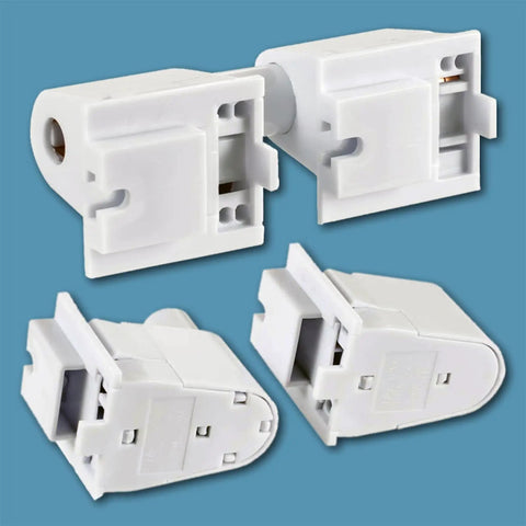 Plug And Play Fa8 Tombstone Lamp Holder With Single Pin T8 Socket Connector fit T10 and T12 fluorescent tubes, white, set of 4.