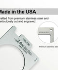 USA Made Fifth Wheel King Pin Gauge for Trailers Rugged Stainless Steel Brake Tool to Check King Pin Wear Height and Squareness Quickly and Precisely Today, engraved stainless steel