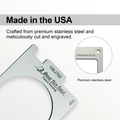 USA Made Fifth Wheel King Pin Gauge for Trailers Rugged Stainless Steel Brake Tool to Check King Pin Wear Height and Squareness Quickly and Precisely Today, engraved stainless steel
