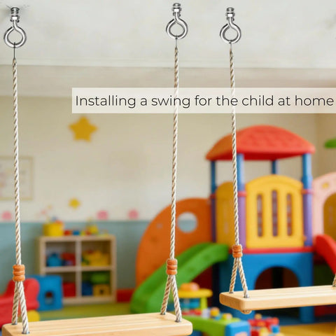 Swing installed with 20 Pack M8 By 105mm Expansion Eyebolts In 304 Stainless Steel for secure ceiling mounting, indoor use shown.