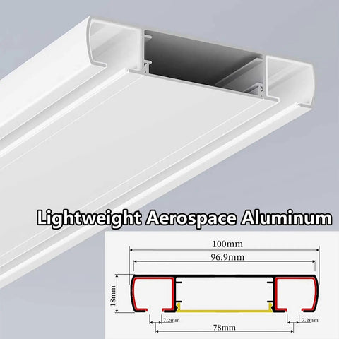 No-Fuss Heavy Duty Double Row Curtain Track For Ceiling Mount Quiet Drop Ceiling System Easy Install Room Divider For Living Room Bedroom Hospital White 3.6m 11.8ft, white aluminum profile with dimensions