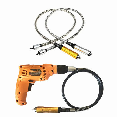 No Sweat One Eighth Inch Flexible Shaft Adapter Chuck With Secure Wrench For Rotary Tools and Power Drills, includes drill and flexible shafts.