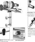 8Ft Stainless Steel Sliding Barn Door Hardware Kit With Quiet Glide heavy duty track, satin brushed finish, Y shape rollers