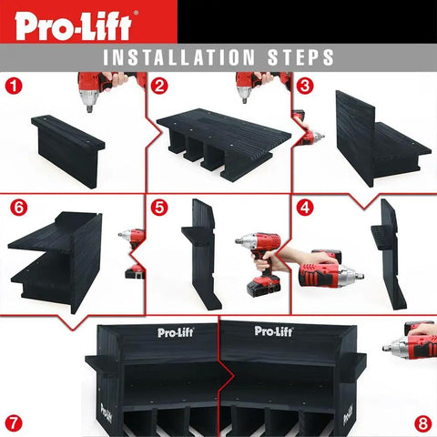Installation steps of Cordless Drill Organizer Wall Mount Power Tool Storage Rack With Five Hanging Slots Wooden M003W1.