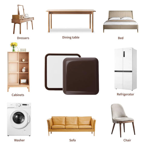 Eight Pack Self Stick Furniture Sliders Brown Square Self Adhesive Carpet Sliders Furniture Moving Pads Glides for furniture