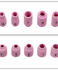 Assorted alumina nozzles and cups from 90 Piece TIG Welding Torch Repair Kit With Stubby Gas Lens And Alumina Nozzles Glass Cups For WP17 WP18 WP26 Compatible Welding Nozzle And Collet Set For DIYers And Pros