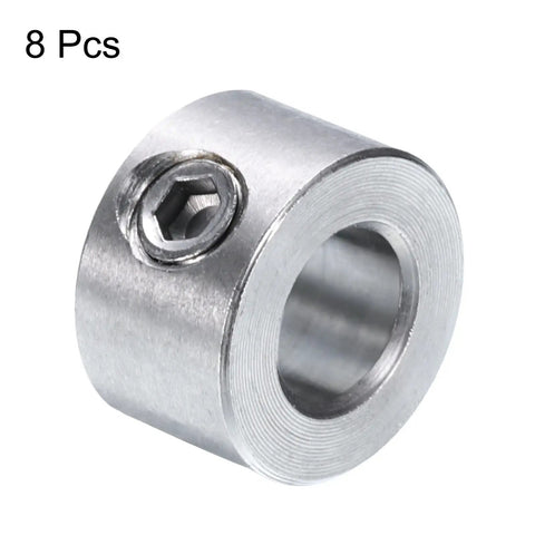 8 Piece Set Screw Shaft Collars For 1/4 Inch Bore 304 Stainless Steel 1/2 Inch Outer Diameter 5/16 Inch Width, close-up view