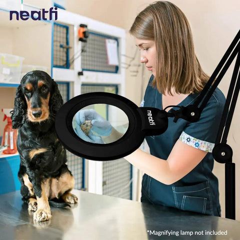 Veterinarian using 6 Wheel Rolling Floor Stand For LED Desk Lamps And Magnifying Lamps With Clamp Portable Base