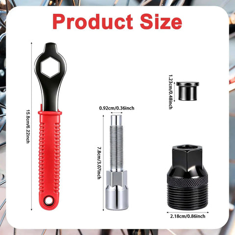Product size of Must Have Bicycle Crank Puller Tool Kit With Wrench And Top Cap for easy bottom bracket removal.