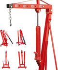 Heavy Duty 2 Ton Hydraulic Engine Hoist And 4000 Lbs Folding Cherry Picker with chain and hydraulic arm for motor lifting.
