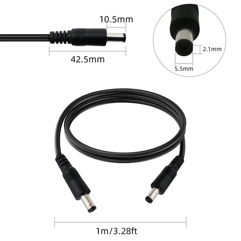 Big Rig 12V Male To Male Power Lead Featuring 5.5X2.1Mm Tips Hooked Up To 18AWG Pure Copper Wire for LED devices.
