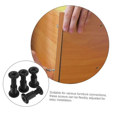 Bulk 170 Piece Steel Furniture Hardware Kit Rock Solid Screws And Nuts For Bed Frame Cabinet Assembly No Sweat Setup Heavy Duty Bolts Built Tough showing black screws for flexible furniture connections.