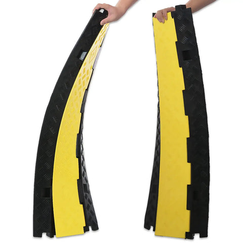 Two Pack 3 Channel Cable Ramp Protector For Wires And Hoses, Heavy Duty PVC Rubber Cord Protector Ramps, 39.4 Inch Long