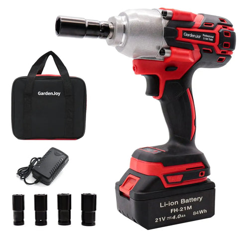 Cordless Half Inch Brushless Impact Wrench Kit With 450 Foot Pounds Torque, 3.0Ah Battery, Fast Charger, Four Drive Sockets, Built Tough For Cars, Home DIY Projects, And Heavy Duty Auto Repairs