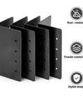 8 Pack Kickass Metal Corner Brackets For Raised Garden Beds 3X3X6 Inch Reinforcement Hardware With Mounting Screws Rust Resistant Matte Black Steel Frame, showing four brackets.