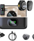 Two Pack Wireless Lavalier Microphone Set For iPhone 15 And Android USB C With Adapter Included For Creators Noise Canceling
