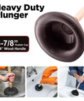 Heavy Duty Toilet Plunger With 18 Inch Wooden Handle Ultra Strong Suction Cup Rubber For Quick Clog Fixes Of Toilets And Drains.