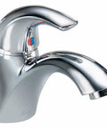 Single Hole Chrome Faucet With Metal Hold-Down, Hot Cold Color Coded Button, Surface Mount, Vandal-Resistant Aerator, Drain Not Included