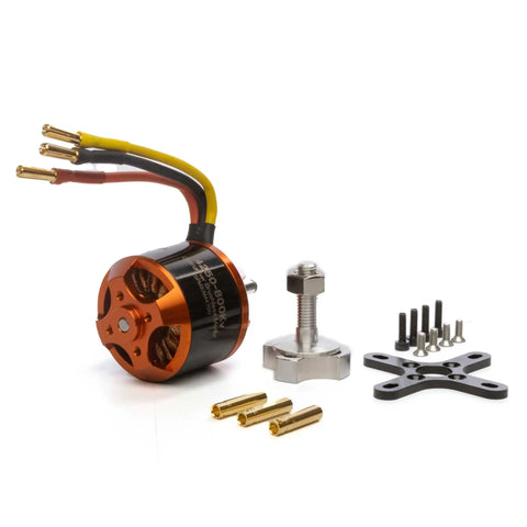 Premium 4250 Outrunner Brushless Motor At Eight Hundred Kv For Medium Fixed Wing Rc Planes with connectors and mounting hardware.