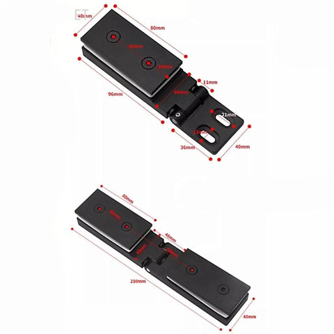 Heavy Duty Stainless Steel Glass Door Hinge For Frameless Bathroom And Shower Setup With Smooth 180 Degree Pivot and dimensions shown.
