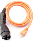 120V Three Pin Golf Cart Charging Power Cord Replacement Tailored Fit For Evolution Icon EV Fleet No Fuss Wall Setup with orange cable.