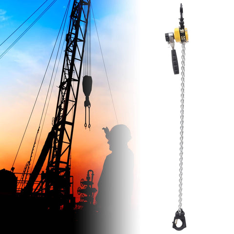 Mini Chain Hoist With G80 Chain next to construction crane at sunset