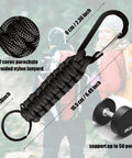 3 Pack Carabiners With Paracord Strap For Keys And Small Gear Black Metal Key Ring Keychain Hook D Locking Keyring Clip