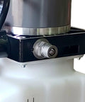 Close-up of Compact 12V DC Hydraulic Power Unit With Single And Double Acting Capabilities 6 Quart Tank showcasing connection details.