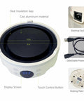 Ultra Compact 600W Electric Mini Hot Plate With Nine Precise Heat Settings showing cast aluminum heating plate and touch controls.