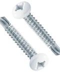 Tough As Nails White Pan Head Machine Screws For Rv Maintenance And Custom Builds With Self Drilling Alloy Steel Fasteners And Premium Zinc Coating In Pack Of 100 Units - close-up view.