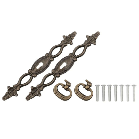 Two Pack European Retro Drawer Pulls Handles Bronze Alloy With Antique Bronze Finish, Screw Mount Cabinet Door Pulls for furniture