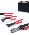 Sheet Metal Tools Set For DIY And Home Projects With Ten And A Half Inch Five Blade Crimper And Three Piece Hand Seamers