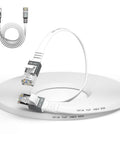 Cat 6a Ethernet Cable 50 Ft With 1.5 Ft Patch Cord Slim High Speed 10 Gigabit RJ45 Network Wire White