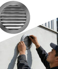 Heavy Duty Stainless Steel Ventilation Access Panel Cover For Embedded Drywall Wall Systems Featuring Easy Peasy Installation And Built Tough Rust Resistant 29 Inch Air Exhaust Grille Plate For Swift Heat Dissipation being installed on a wall.