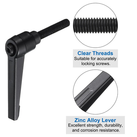 4 Pack Rock Solid M6 Lever Handles With 25mm Metric Threads showing clear threading and zinc alloy lever for secure locking.