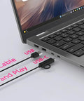 Laptop with Plug And Play USB Computer Speakers For Desktop PC And Laptop Tiny Monitor Soundbar USB-C cable connected