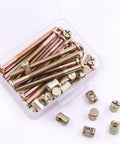 M6 X 80mm Zinc Plated Hex Socket Cap Screws And Barrel Nuts Set in clear box, 15 pairs for furniture assembly