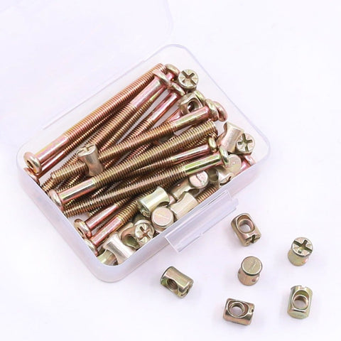 M6 X 80mm Zinc Plated Hex Socket Cap Screws And Barrel Nuts Set in clear box, 15 pairs for furniture assembly