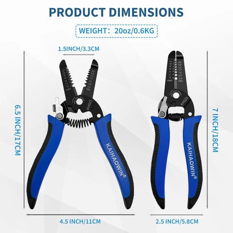 Five Pack Wire Strippers And Cutters With Safety Lock And Spring Loaded Pro Grade Electrician Pliers for 10 to 22 AWG