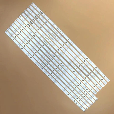 12 Pack LED Backlight Strips For TV LB70006 E70 E3 Replacement Kit 55.7 Inch Long 1415mm 18 LEDs Per Strip A And B Sides laid out