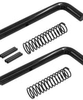 Rock Solid Trailer Gate Pin Latch Repair Kit With 0.56 Inch Barrel Bolt Lock For Cargo Trailers And Gates Rust Proof Anti Corrosion Security Hardware Two Pack with black oxide steel pins and springs.