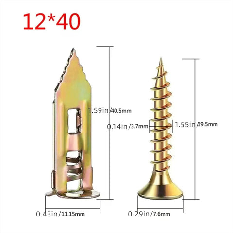 Self Drilling Drywall Anchors Kit With Screws For Hollow Walls No Drill Required Wall Hanging Set 60 Pieces dimensions