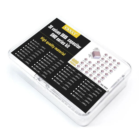 Bulk 600 Piece 30 Value 0805 SMD Capacitor Kit With 1pF To 10uF Range, MLCC Ceramic Chip Capacitors for Electronics Nerds and DIYers