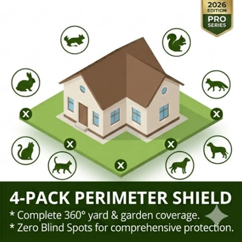 Solar Ultrasonic Animal Repellent For Yard And Garden Outdoor With Motion Sensor Waterproof Deterrent For Cats Dogs Squirrels Raccoons Skunks Rabbits Coyotes Humane Pack Of 4, 4-pack perimeter shield